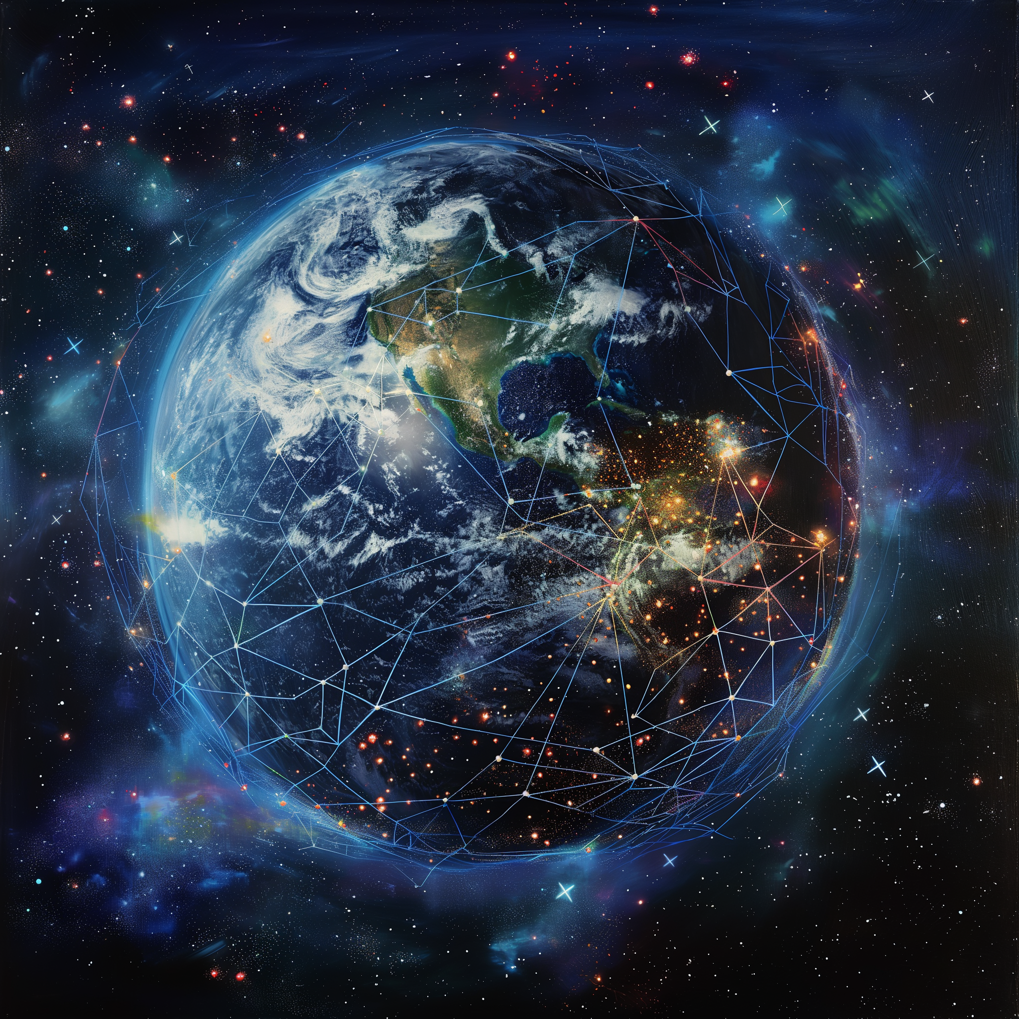 blaiddddrwg_A_psychadelic_Earth_seen_from_outer_space_showing_s_3a7c413c-9839-4a47-b115-a4